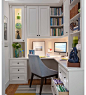 Office nook with built-in shelves: 