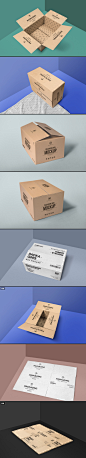 快递箱打包盒瓦楞纸箱包装效果样机贴图物流厚纸箱场景图设计素材 Y0066_变色鱼（www.58cgg.com）- 海外优秀设计素材分享平台！
