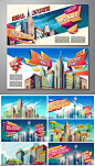 7款手绘城市大楼大厦购物促销展板EPS格式202251 - 设计素材 - 比图素材网