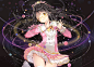  - 186485 anmi black_hair dress glasses hat long_hair original planet wink yellow_eyes