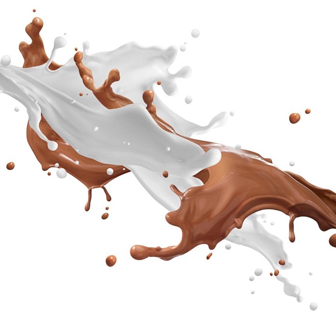 溅起的牛奶与巧克力水花高清图片 - 素材...