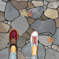 Paco_Yao 插画 GIF 动图 路 情侣 鞋 从此我走过的路，旁边一定有一个你。