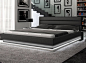 Infinity - Contemporary Black Leather Platform Bed with Lights modern beds