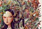 A Giant Bosch-Inspired Watercolor by Illustrator Marija Tiurina : Marija Tiurina's fantastical watercolor painting Eden is her biggest to date, measuring approximately 30 x 10 inches. The scene captures a woman kneeling amongst the inhabitants of a mythol