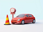 安全驾驶教育宣传立体小汽车3D可爱卡通小汽车背景