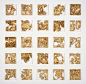 Burn and gold leaf 4" x 4" squares