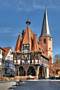 The Rathaus in Michelstadt, Germany. This is the oldest city council building in Germany, dating back to 842 A.d.
