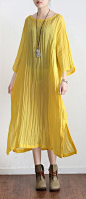 yellow linen dress casual plus size ruffles sundress bracelet sleeved maxi dress