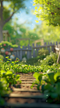 Pixar style, Vegetable garden background, bokeh