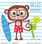 beach monkey vector illustration-动物/野生生物,美容/时装服饰-海洛创意（HelloRF） - 站酷旗下品牌 - Shutterstock中国独家合作伙伴