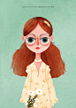 壁纸-戴眼镜的女孩4-人物插画-小姐姐