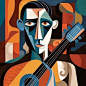 musician poster, picasso style