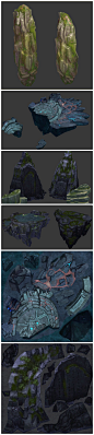 游戏美术素材 写实手绘山石 石头 沙漠草地熔岩石头 3D模型贴图 3dmax源文件 CG原画参考设定