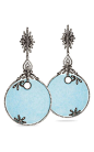 Blue Satin Earrings by Bochic for Preorder on Moda Operandi: 