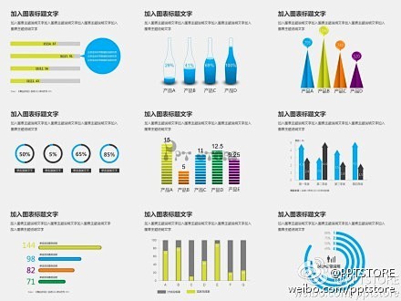 9套精致数据图表合集，简洁专业。 #平面...