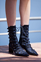 Victorian jacquard pointy-toe lace-up detail boots at Dior Cruise 2016. * booties * style: 