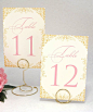 Gold Blush Pink and Ivory Wedding Table Number by WeddingMonograms