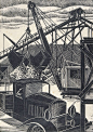 Printmaking and Posters / Ailsa Lee Brown ~ Work for the new bridge, 1937 (wood engraving)