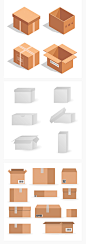 物流运输纸箱子空白纸盒盒子立体包装盒样式图标模型AI矢量素材-淘宝网