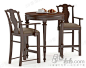 新中式时尚红色实木圆形餐桌褐色软垫高脚餐椅桌椅组合
