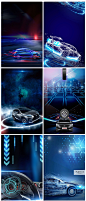 未来科技感炫酷智能汽车促销海报单页背景PSD平面设计素材 H1283-淘宝网