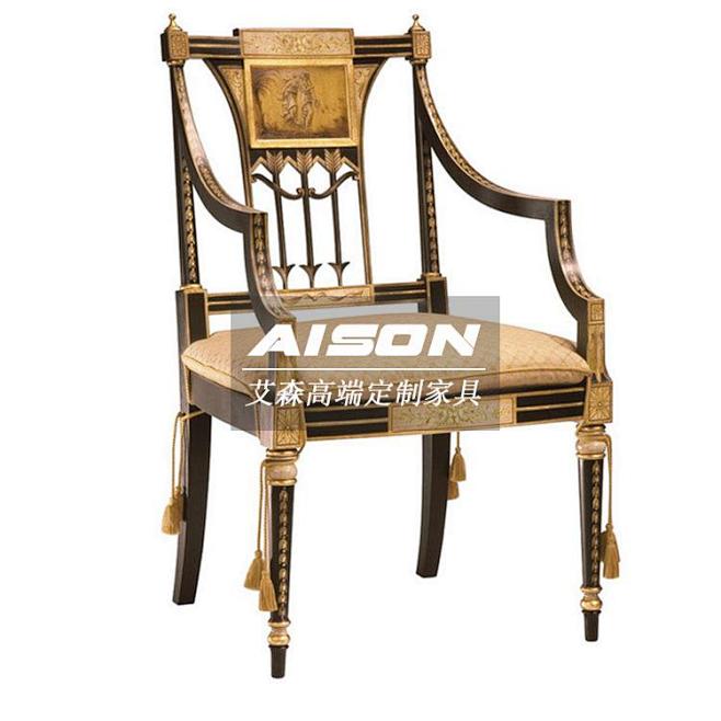 私人高端定制欧式法式美式实木彩绘单椅精致...