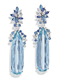 PAIR OF AQUAMARINE AND DIAMOND EARRINGS