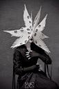 Wings & Eyes mask / fantasy / horror / otherworldly / goddess / goth / black & white