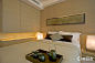 卧室现代棕色橙色现代卧室吊顶白LOFT复式样板间海景优雅