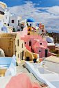 丰富多彩的希腊圣托里尼岛。