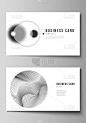 矢量插图的可编辑布局的两个创意名片设计模板。几何抽象背景，未来科学和技术概念的极简设计。