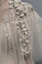 Chana Marelus ...Ivory tulle ball gown with puff flower appliques and hand embroidery
