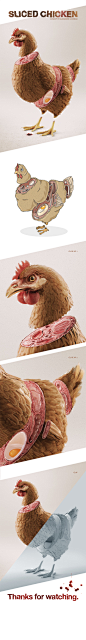 Sliced Chicken : "Sliced chicken" based on the concept of Alexandre Godreau: https://www.behance.net/_soup