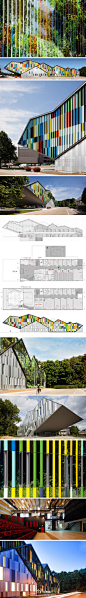 比利时迪尔贝克MWD艺术学校。设计carlos arroyo arquitecto。锯齿状屋顶。出挑的礼堂。竖向条形窗。多彩的百叶。[色彩] 组图2