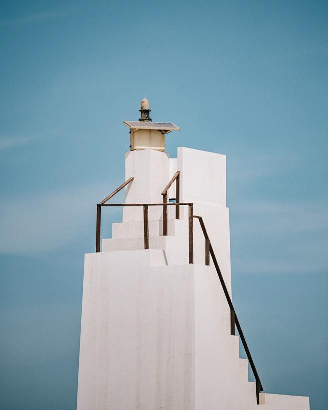 white concrete stair...