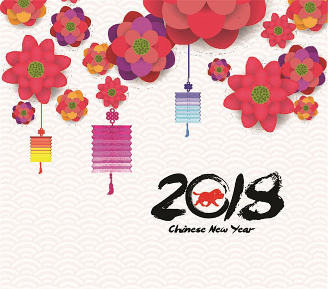 喜庆新年2018狗年春节促销活动招贴卡通...