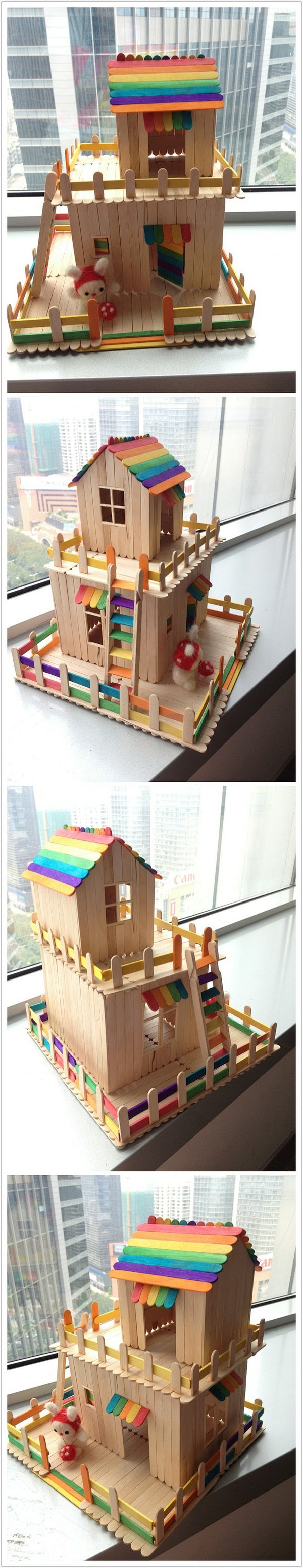 冰棒棍做的彩虹小木屋