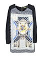 Black Baroque Patterned Wool Splicing Long T-shirt | Choies