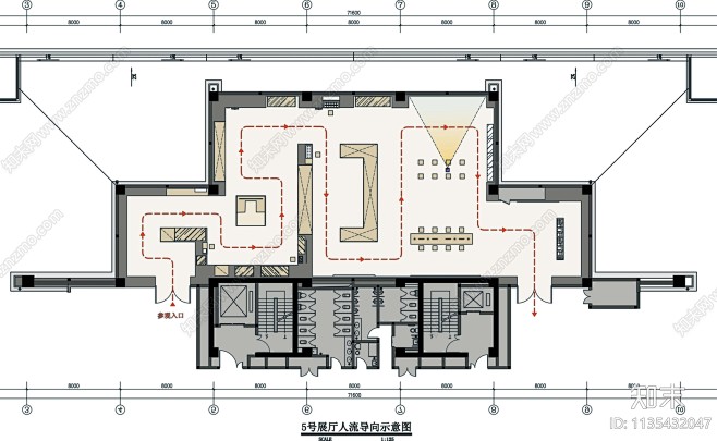 陕西考古研究博物馆5号厅展厅平面图施工图...