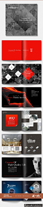 大气企业画册设计 灰色系列创意画册封面设计 红色画册内页 时尚红黑色画册版式设计