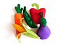 毡蔬菜播放设置...  假装游戏的儿童食品（5集）茄子/茄子，胡萝卜，玉米棒，在荚豌豆，红辣椒