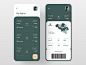 Boarding Pass App design flight app flight ticket booking ticket app barcode green uxdesign uidesign ux ui ticket map plane boarding pass