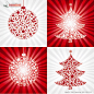 最新红色圣诞节矢量元素图片素材