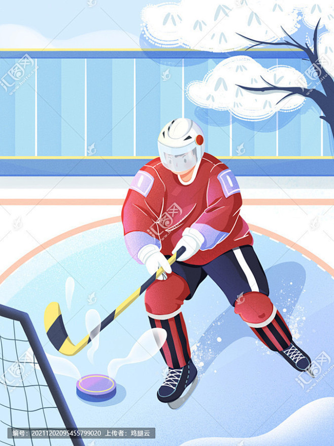 冬奥会冰球运动主题插画