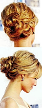 messy bun, tousled bun, soft curls, wedding hair, wedding updo, bridal hair