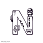 机械字母字体设计N