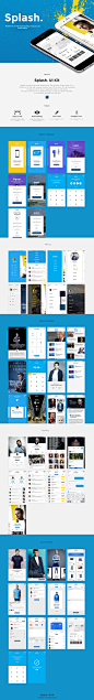 Spash. UI Kit : Splash is one of the best assistants for the creation of your app ! A UI mobile kit of +55 high-quality, ready-to-use iOS screens .The kit designed to save your time by an organized, easy to edit layersThis pack comes with 5 categories (si
