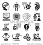 artificial intelligence icons, AI icons, robot icons set-工业,科技-海洛创意（HelloRF） - 站酷旗下品牌 - Shutterstock中国独家合作伙伴