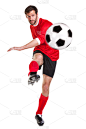 足球运动员,球,白色背景,足球,足球运动,足球服,垂直画幅,进行中,衬衫,职业运动员