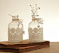 复古玻璃蕾丝小花瓶 密封瓶 插花 水培花器 隔板橱窗陈列工艺品的图片